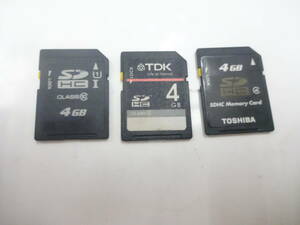 TDK TOSHIBAなど　SDHCメモリカード　4GB　3枚セット 中古動作品