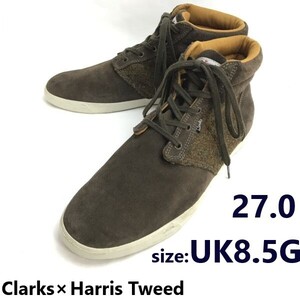 Clarks Harris Tweed/クラークス x ハリスツイード★ショートブーツ/ハイカットスニーカー【8.5G/27.0茶】sneakers/Shoes/trainers◆sQ-646