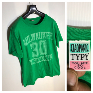 CIAOPANIC TYPY チャオパニック × ダイヤモンドヘッド タイピー ステンシル U.S.N. カレッジ プリント 半袖 Ｔシャツ グリーン 緑 M