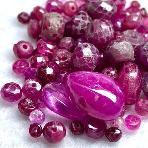 1円〜!!◆ルビーアクセサリーパーツおまとめ51ct◆j 約10.2g ルース 裸石 宝石 ジュエリー jewelry ruby beads w3マ3