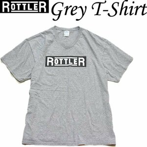 1点物◆ROTTLER企業VネックグレープリントTシャツ古着メンズXLレディースOKアメカジ90sストリート/スポーツブランド灰ビッグサイズ559349