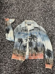 希少amiri パームツリーデニムジャケット Gジャン　fear of god AMIRI Palm Tree Denim Damage Jacket size xs