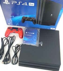 【SR-447】 美品 SONY PS4 PRO CUH-7100B ソニー PlayStation 4K HDR プレステ 本体 1TB Jet Black ジェットブラック 付属品 付 動作OK