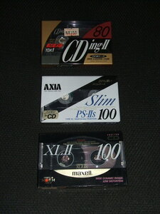 未使用品　ＴＤＫ　ＣＤing-Ⅱ８０　ＡＸＩＡ　ＰＳ－ⅡＳ１００　ｍａｘｅｌｌ　ＵＤⅡ１００ 　カセットテープ　３個　ビニール未開封　