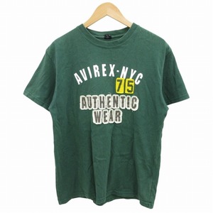 アヴィレックス AVIREX Tシャツ カットソー 半袖 プリント ワッペン L 緑 グリーン /SS 0906 IBO56 メンズ