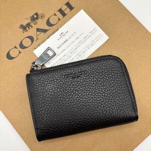 【COACH☆新品】 ジップ キー ケース！ブラック！ペブル レザー！