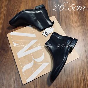 新品 ZARA LEATHER ANKLE BOOTS 26.5cm 41 メンズ ザラ レザーアンクルブーツ サイドゴア ポインテッドトゥ 2000/821/040 タグ付き