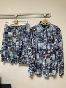 ★超稀少 Ralph Lauren 90s ヴィンテージ パッチワーク セットアップ XL W32 シャツ カーゴパンツ 中目黒 代官山 RRL★