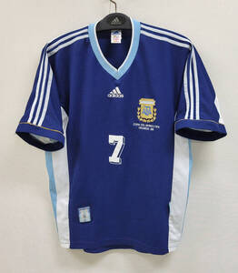 98W杯 アルゼンチン AFA Argentina(A)#7 クラウディオ・ロペス LOPEZ 半袖 adidas 1998 World Cup仕様 L