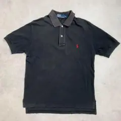 POLO ポロラルフローレン ブラックポロシャツ 赤ポニー古着 Mサイズ