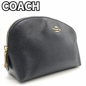 品格と洗練の融合★ 　コーチ COACH　ポーチ 小物入れ コスメポーチ ゴールドロゴ　ダークネイビー