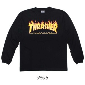 新品　THRASHER スラッシャー 長袖 ロングスリーブＴシャツ FLAME LOGO フレームロゴ ロンT　炎 ファイヤー 定番 人気 サイズM