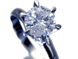 1円～【ジュエリー極】超希少サイズ！特大１粒天然ダイヤモンド1.96ct 高級Pt900縦爪デザインリング h7026ilzl【送料無料】