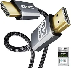 BENFEI 8K HDMI - HDMIケーブル 1.8M、認定超高速HDMIケーブル 4K@240Hz 8K@60Hz HDMI 2.1 48Gbps アルミシェルナイロン編組