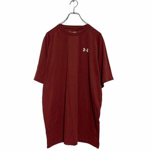 UNDER ARMOUR 半袖 ロゴTシャツ L バーガンディ アンダーアーマー クルーネック ヒートギア 古着卸 アメリカ仕入 a604-7168