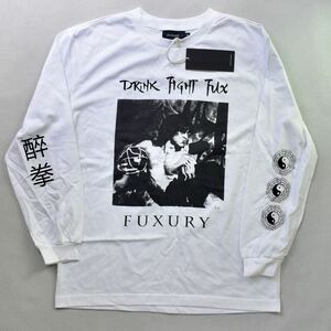 台湾発fuxury 訳あり新品未使用　タグ付き　酔拳ロンT　ホワイト　Msize