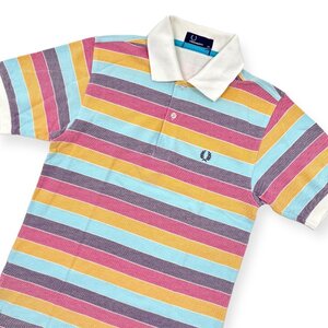 FRED PERRY フレッドペリー マルチボーダー 鹿の子 半袖 ポロシャツ XSサイズ/メンズ/ヒットユニオン