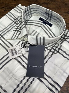 S-134◆新品 BURBERRY LONDON メンズ 長袖シャツ サイズL コットンシャツ チェック ロゴライン バーバリー 高島屋