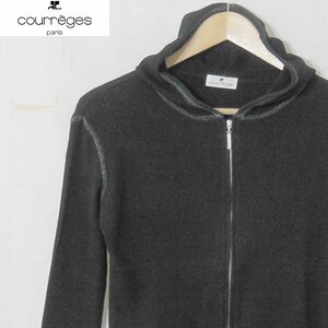 クレージュ courreges■クリーニング済み コットンジップパーカージャケット/日本製■9R■ブラック ※IW4510082