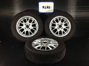 R185　タイヤホイール3本　TOPRUN　165/70R14　4.5J　+45　PCD100/4H　BRIDGESTONE　BLIZZAK　スタッドレスタイヤ