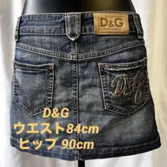 美品 ドルチェ&ガッパーナ D&G デニム ミニスカート ダメージ加工 刺繍