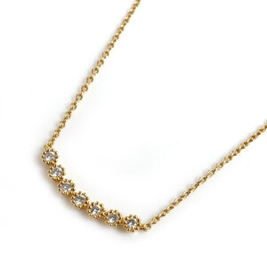 STAR JEWELRY スタージュエリー K18PG ピンクゴールド ダイヤ ネックレス ダイヤモンド0.07ct 1.4g 40cm レディース 中古