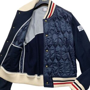 未使用級/L MONCLER GAMME BLEU by トムブラウン キルティング ニット 切替 中綿 ジャケット ブルゾン スタジャン モンクレール ガムブルー