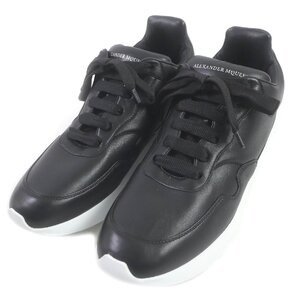 極美品□Alexander McQueen アレキサンダーマックイーン 505033 ランナー レザー ローカットスニーカー ブラック ホワイト 41 イタリア製