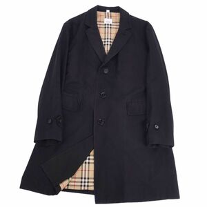 バーバリー BURBERRY コート ロングコート コットン100％ 裏チェック アウター メンズ 52(L相当) ブラック cf04oo-rm11e27269