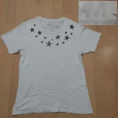 M エム プリント 星 スター ショートスリーブTシャツ ホワイト Lサイズ