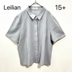 Leilian 半袖シャツ15+ グレー ポロシャツ 大きいサイズ ゆったり