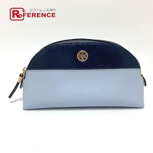 Tory Burch トリーバーチ ロゴ バイカラー アクセサリーポーチ 化粧ポーチ ポーチ ポーチ ブルー レディース【中古】