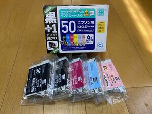 【未使用】黒２本＋３色/EPSONエプソン互換インクカートリッジ/IC6CL50エコリカ風船