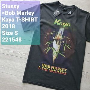 STUSSY×Bob Marley ステューシー×ボブ マーリー■新品 18年 Tie dye+Pigment 加工 Kaya 半袖 Tシャツ S 国内正規 メキシコ製 黒 定価7700