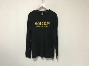 本物ボルコムVOLCOMコットンロゴプリント長袖ロンTシャツメンズアメカジミリタリーサーフビジネススーツ黒ブラックLストリート