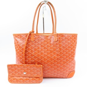 42280★1円スタート★GOYARD ゴヤール サンルイPM トートバッグ ポーチ付き ショルダーバッグ レザー ゴヤールキャンバス オレンジ