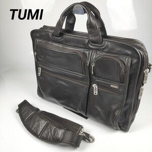 【極美品】TUMI トゥミ ビジネスバッグ バッグ バック ビジネス ショルダーバッグ ハンドバッグ メンズ レザー 茶 ブラウン オールレザー