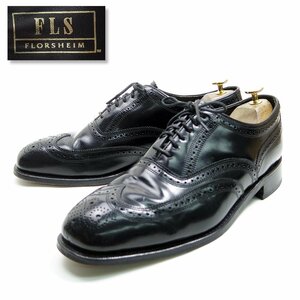 美品　11表記　29cm相当　FLORSHEIM　フローシャイム　ウィングチップドレスシューズ　メダリオン　内羽根　黒　パンチング　/U8296