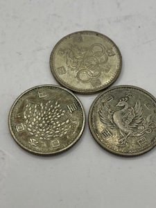 記念硬貨１００円玉東京オリンピック記念、稲穂、鳳凰　１９６４年　銀貨３枚SET