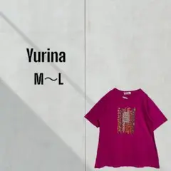 [Yurina] 新きょう綿　コットン　ビジュープリント　Ｔシャツ 未使用タグ付