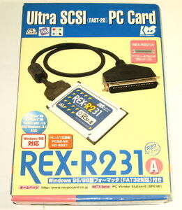 ラトックシステム　REX-R231A　Urtra SCSI ( FAST-20 ) PC カード　　アンフェノールフルピッチ50ピンケーブル仕様　　　中古