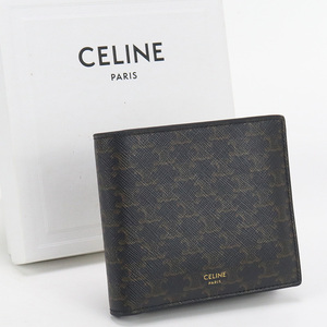 中古良品 CELINE トリオンフキャンバス バイフォールドウォレット 二つ折り財布 ブラック ランクA us-2