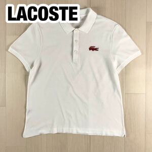 LACOSTE ラコステ 半袖 ポロシャツ 6 ホワイト ビッグサイズ 中国国旗 デカワニ