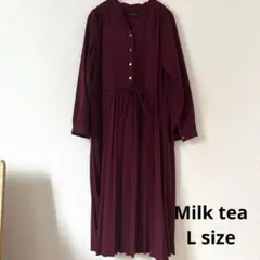 Milk tea ワイン　プリーツワンピース　マタニティー