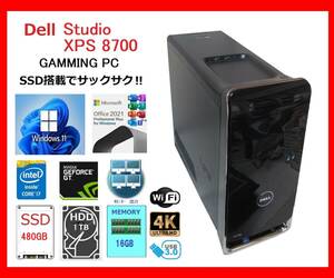 Dell XPS 8700 サクサク Core i7-4790～4.0Ghz×8/16G/新SSD480G +HDD1T/GT720/WiFi/W11/office2021