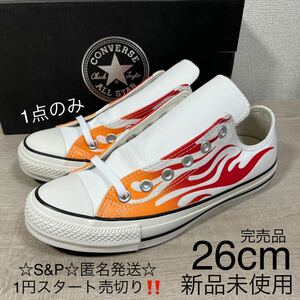 1円スタート売切り 新品未使用 コンバース オールスター ALL STAR REACT フレイム ファイヤー ブラックパッチ チャックテイラー 26cm