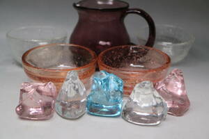 ソーダガラス 小鉢４ピッチャー1 ガラスオブジェ4 計10個