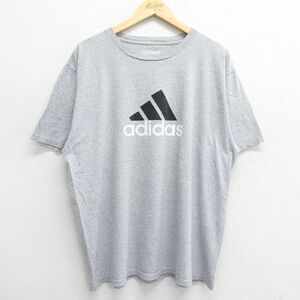 XL/古着 アディダス adidas 半袖 ブランド Tシャツ メンズ ビッグロゴ 大きいサイズ クルーネック グレー 霜降り 23sep07 中古