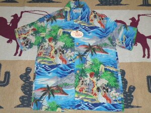 24 東洋 サンサーフ SS39278 125 ブルー L 半袖 スペシャル アロハシャツ ALOHA UNIVERSAL WORLD SUN SURF