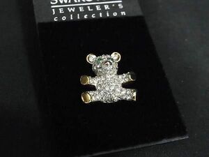 ■美品■ SWAROVSKI スワロフスキー ラインストーン クマ ベア ピンブローチ ピンバッジ レディース シルバー系×ゴールド系 DE6259